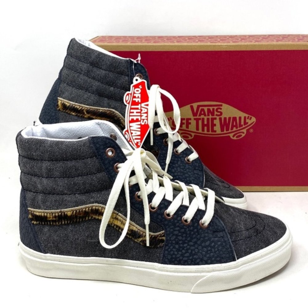VANS Sk8-Hi Shoes High Top Gray Canvas Leather Women's Size Casual VN0A5JMJ1O7